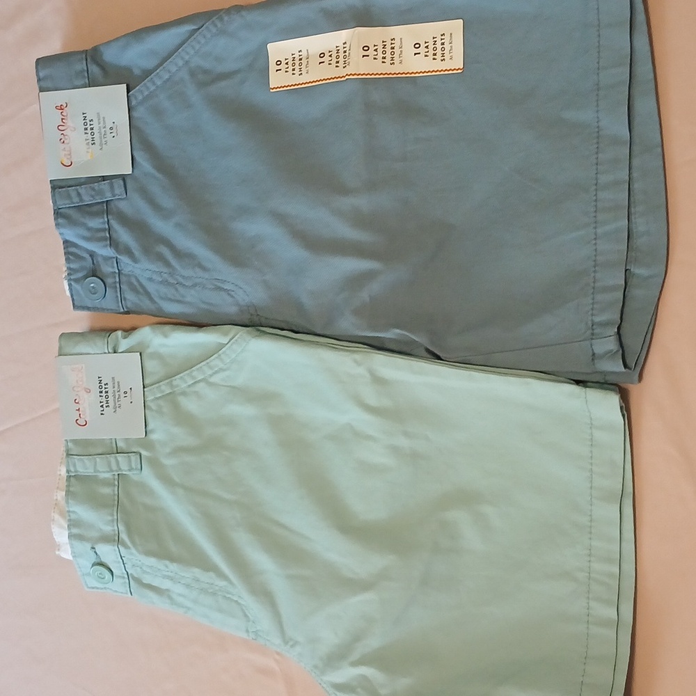 Cat & Jack Flat-Front Shorts in Blue and Green (2)pairs - Picture 2 of 3